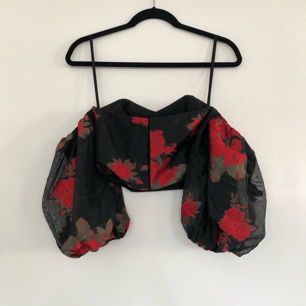 NWOT Lovers + Friends Gil Corsette Top Puff Sleeves XXS - Picture 7 of 10